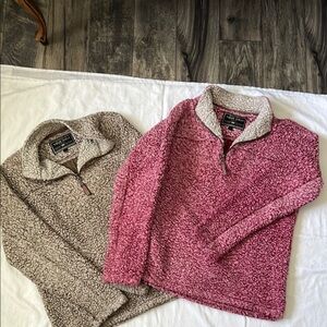 Pink and Beige Sherpa Pullovers True Grit